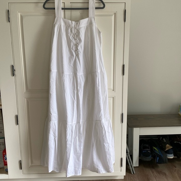 Faherty Marina Seersucker Dress in White Organic Cotton - Picture 6 of 8